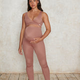 Maternity full-length leggings in antique rose